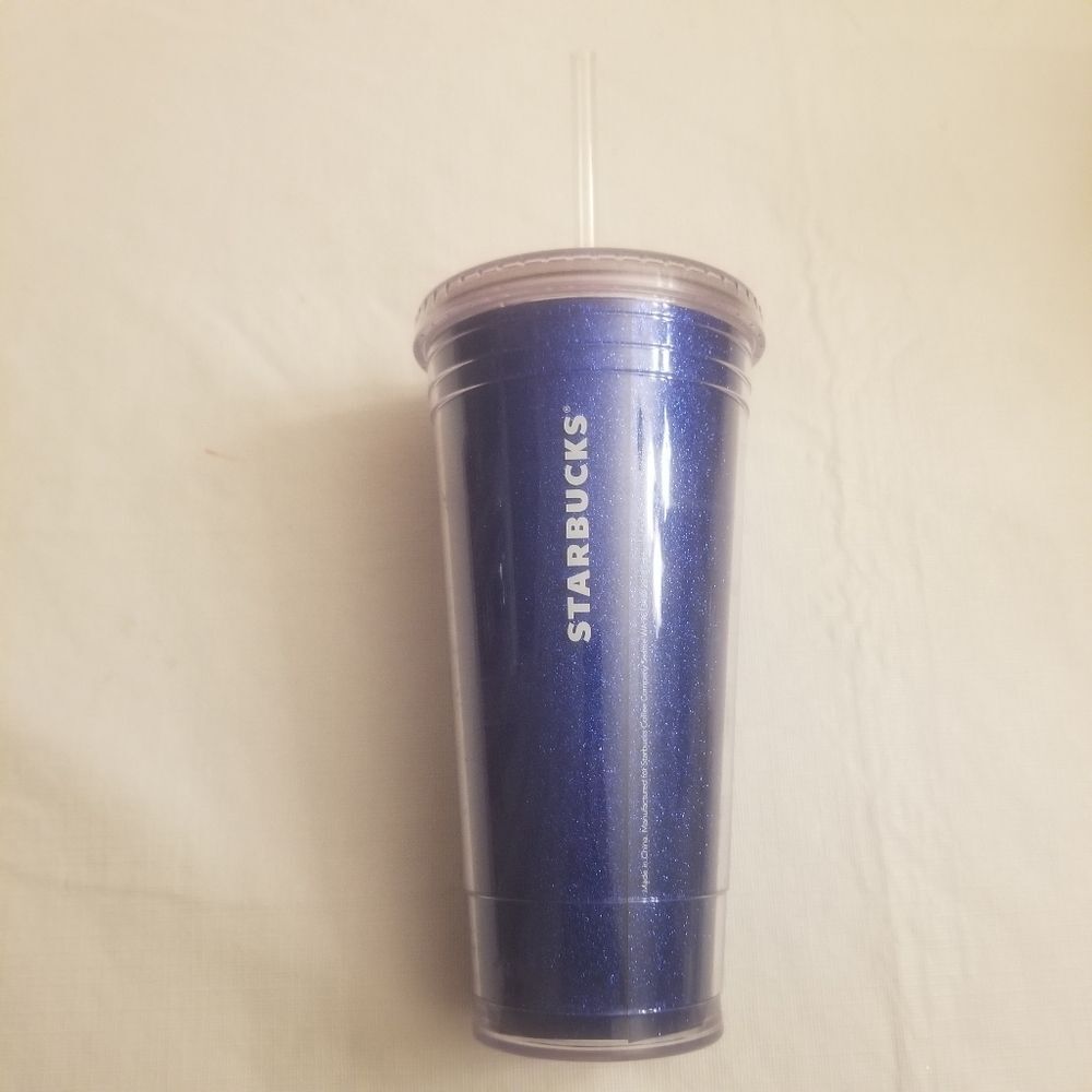 Starbucks 20oz Blue Glitter Sparkly Cold Cup Tumbler